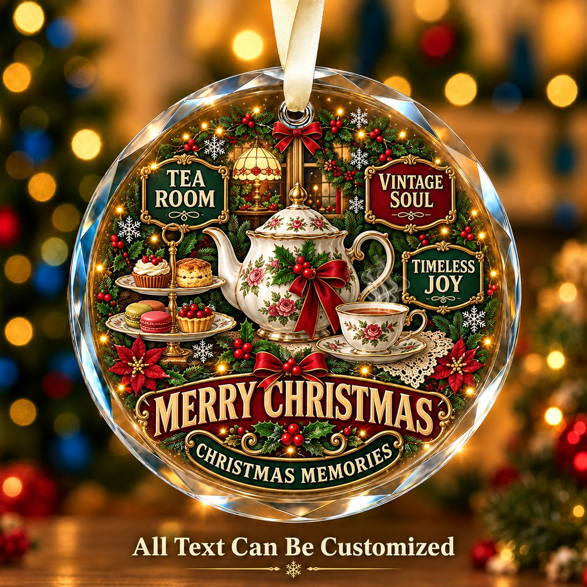 Tea Room Personalized Glass Ornament | 5To9Vibe