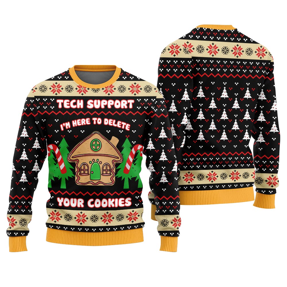 Tech Support Delete Your Cookies Funny Xmas Sweater
