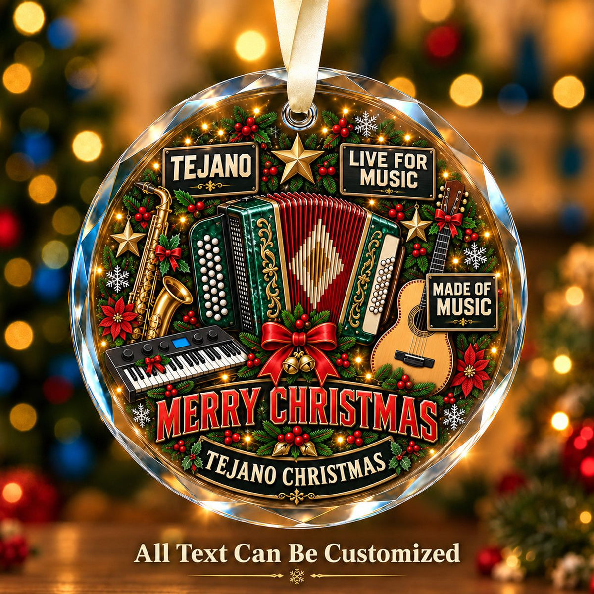 Tejano Personalized Glass Ornament | 5To9Vibe