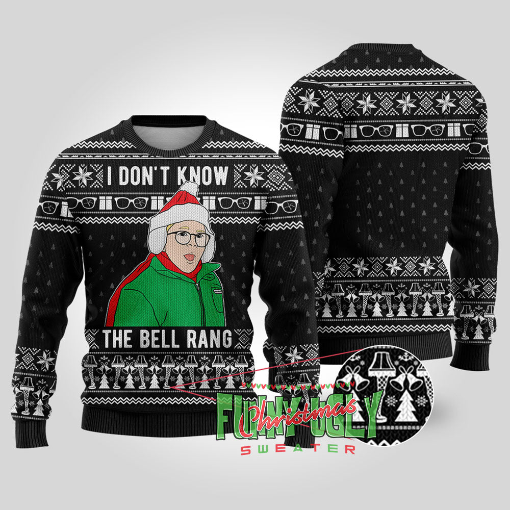 The Bell Rang A Christmas Story Funny Sweater Black
