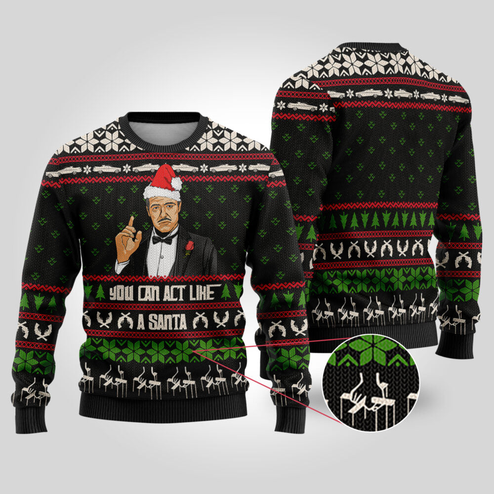 The Godfather Ugly Christmas Sweater Black - Funny Ugly Christmas Sweater