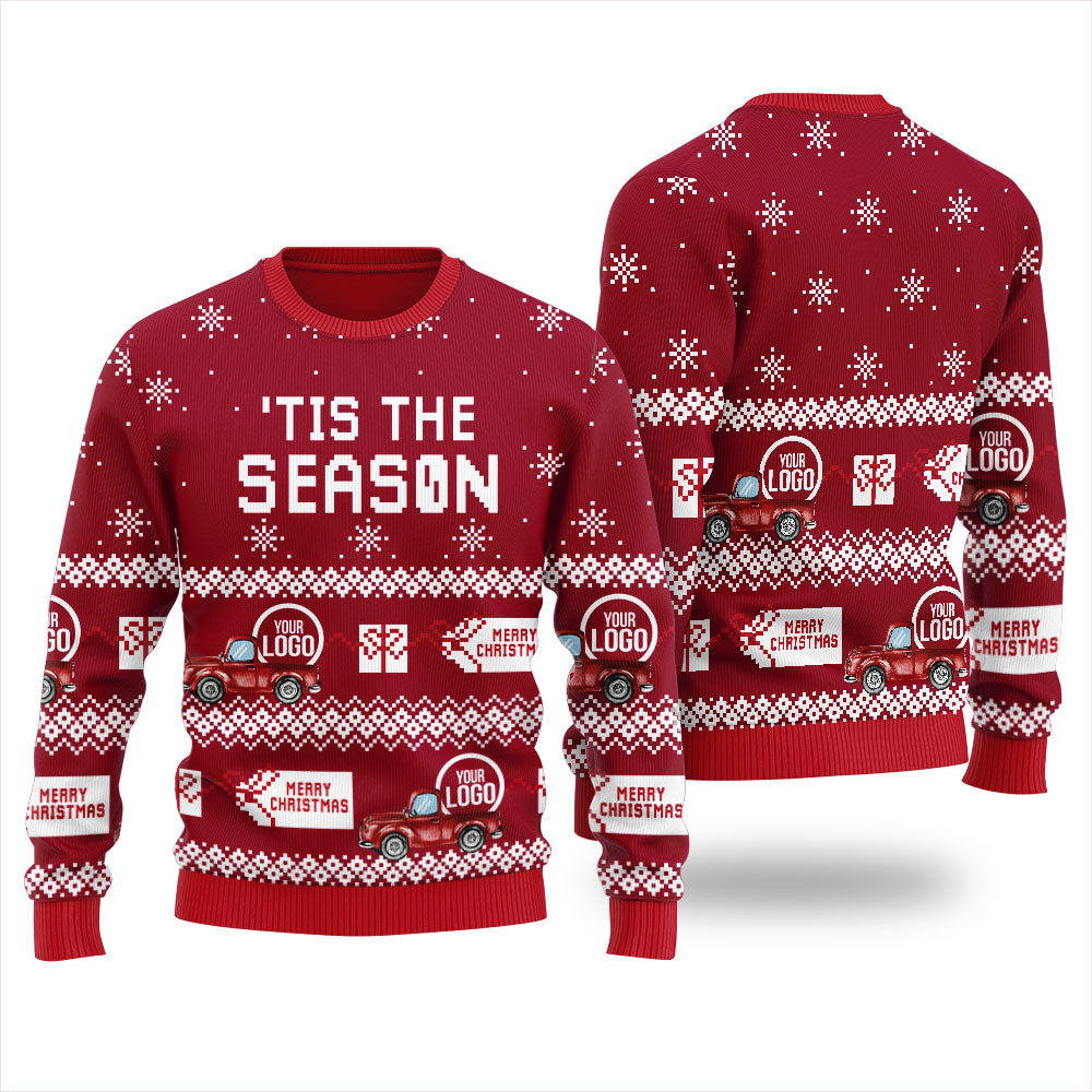 Tis The Season Personalized Logo Ugly Sweater Mens