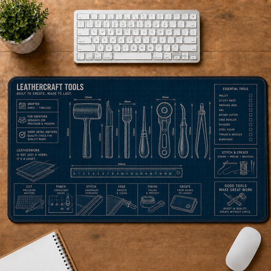 Leathercraft Tools Handcraft Technical Guide Desk Mat | 5To9Vibe