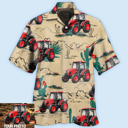 Tractor On The Desert Basic Style Custom Photo - Hawaiian Shirt