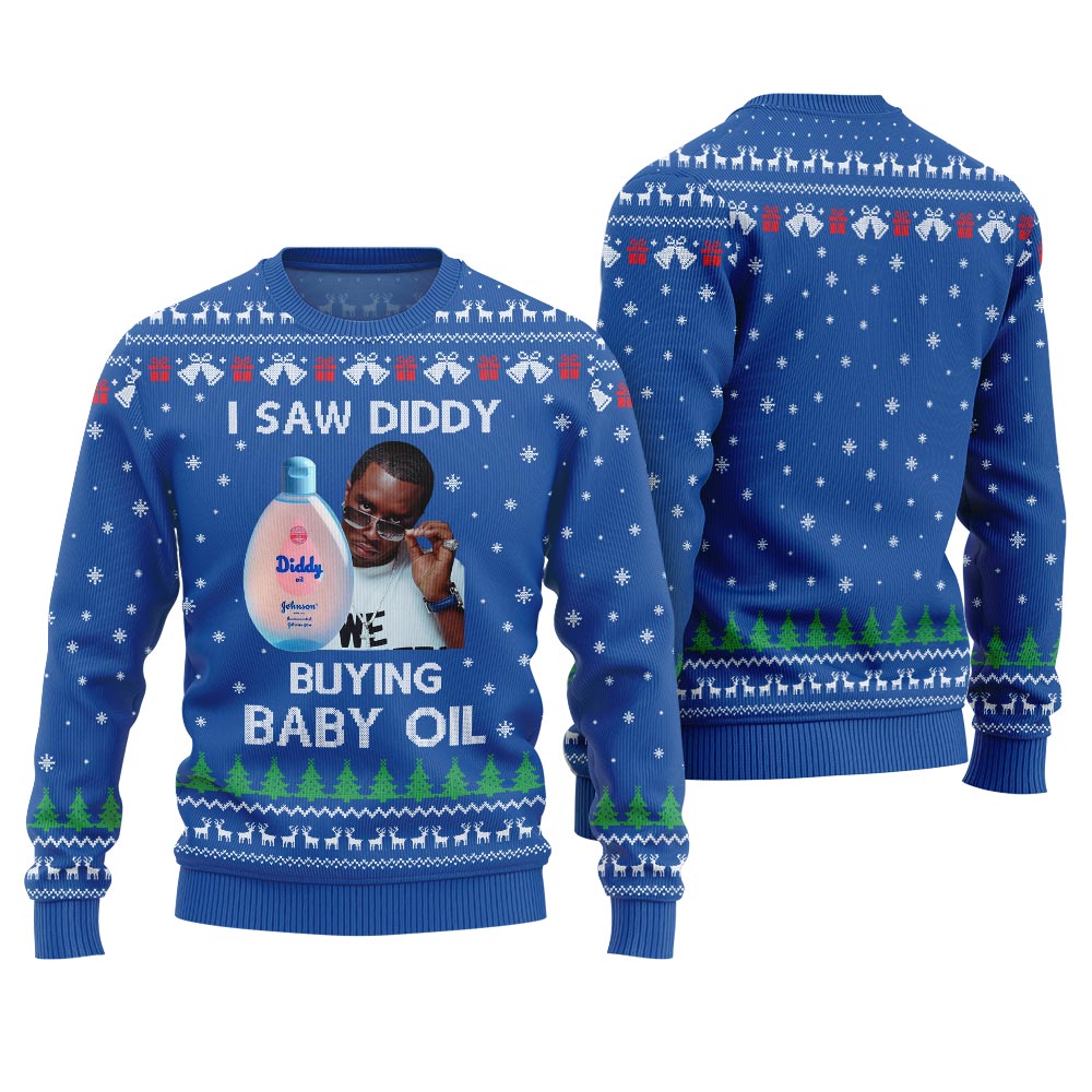 Trendy Diddy Buying Baby Oil Ugly Xmas Sweater For Women