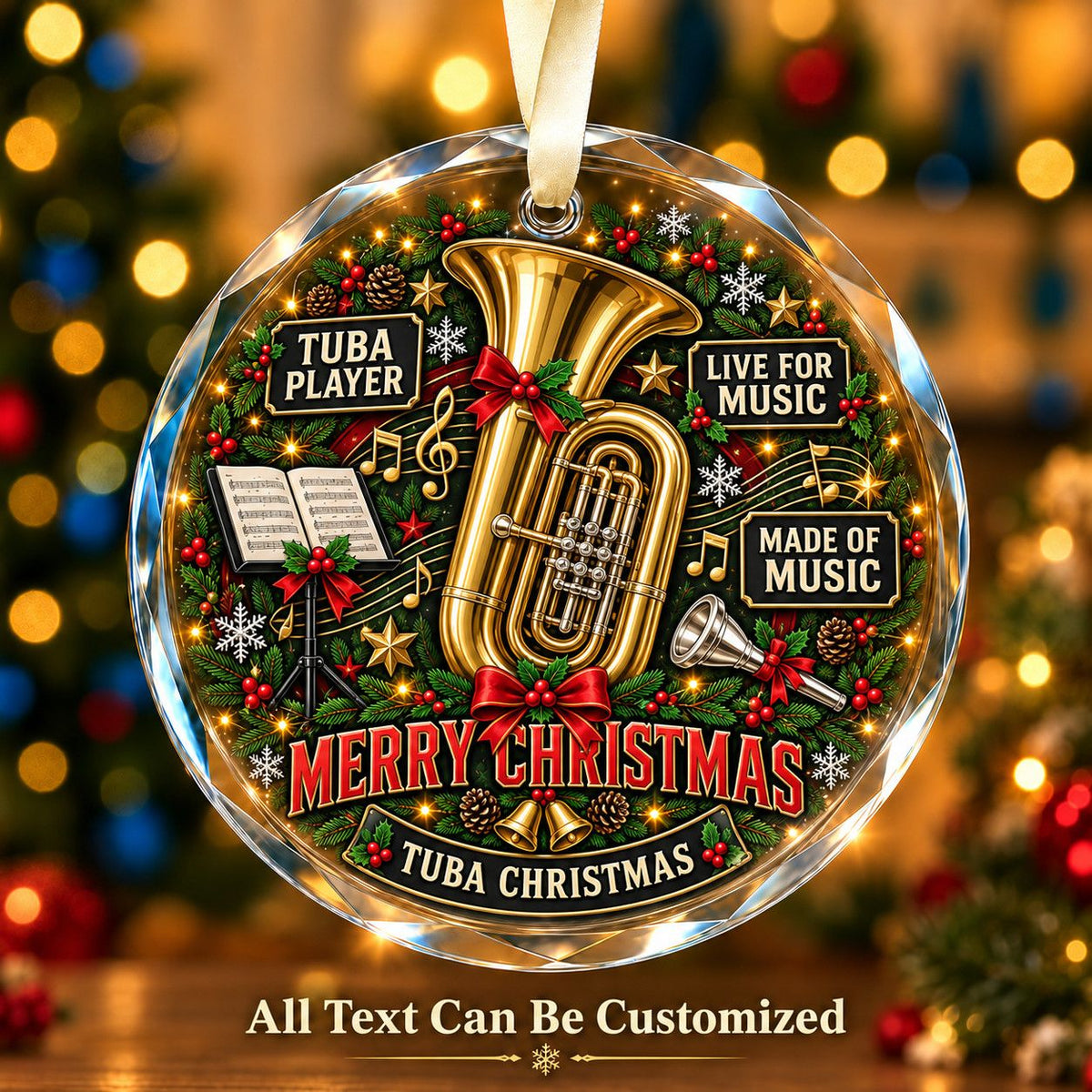 Tuba Player Personalized Glass Ornament | 5To9Vibe