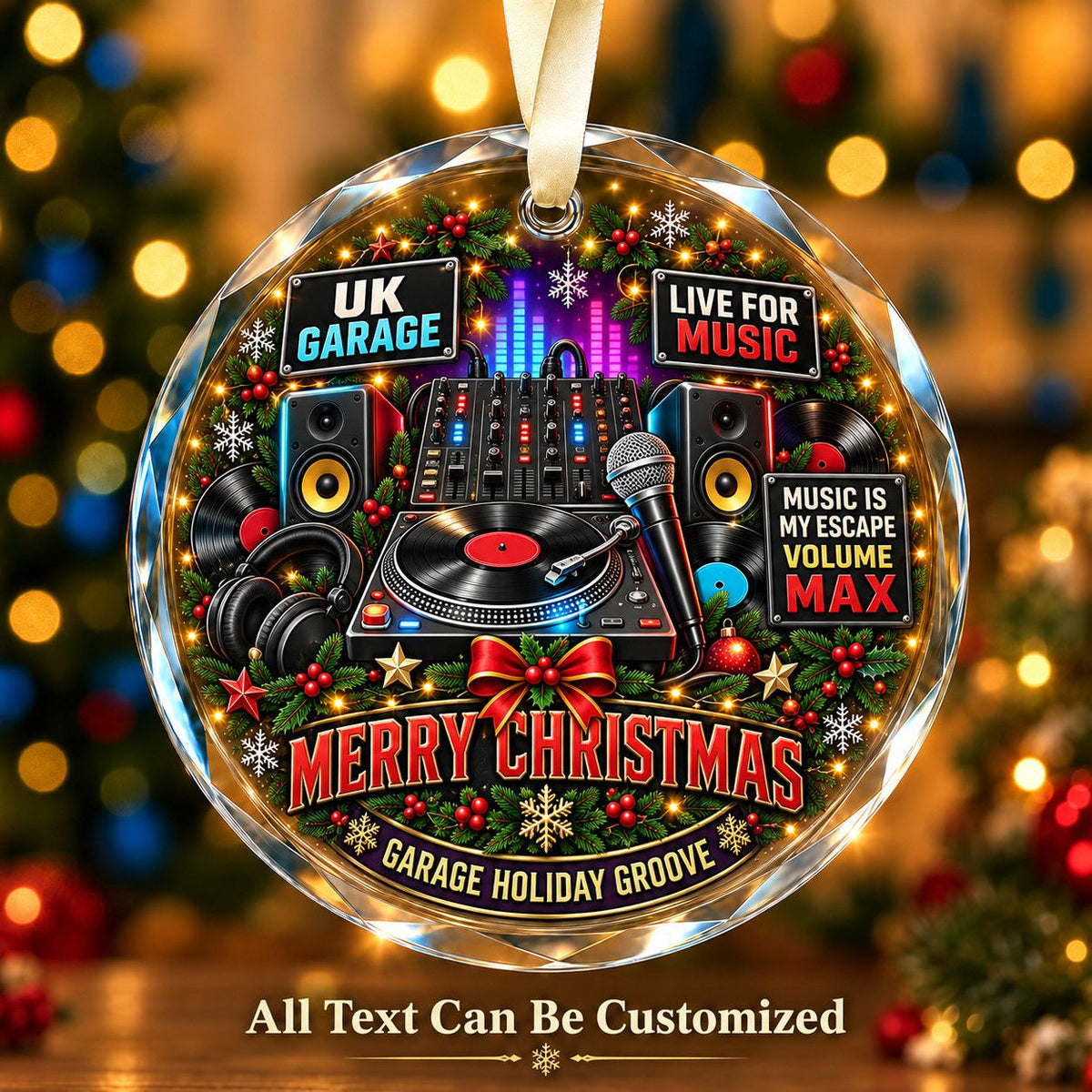UK Garage Personalized Glass Ornament | 5To9Vibe
