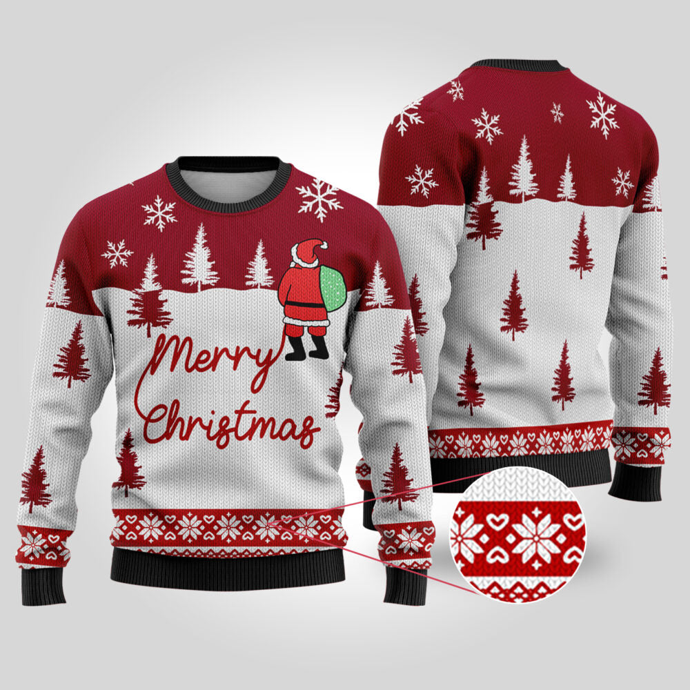 Ugly Christmas Sweater Santa At The North Pole Cardinal Red - Funny Ugly Christmas Sweater