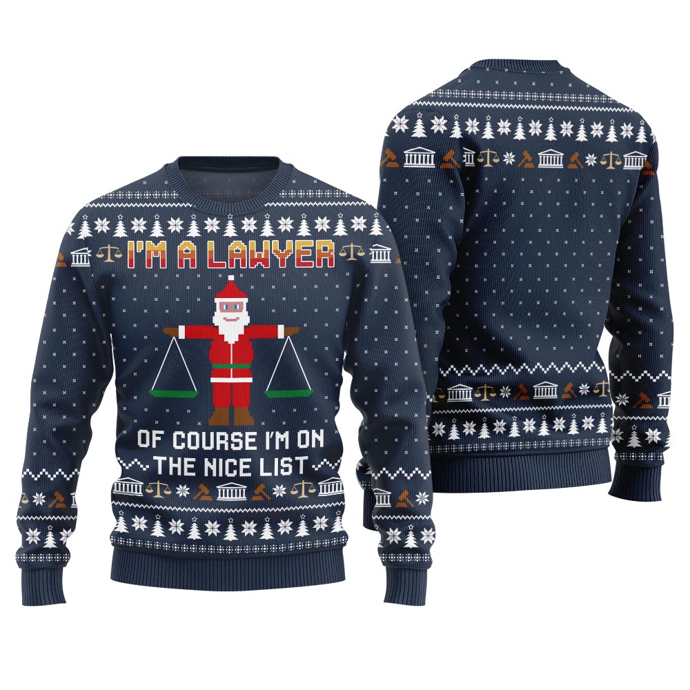 Ugly On The Nice List Christmas Lawyer Sweater Navy