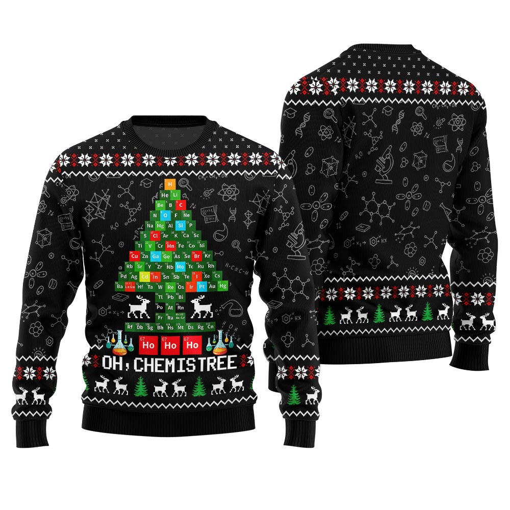 Unique Chemistree Ugly Christmas Sweater Black