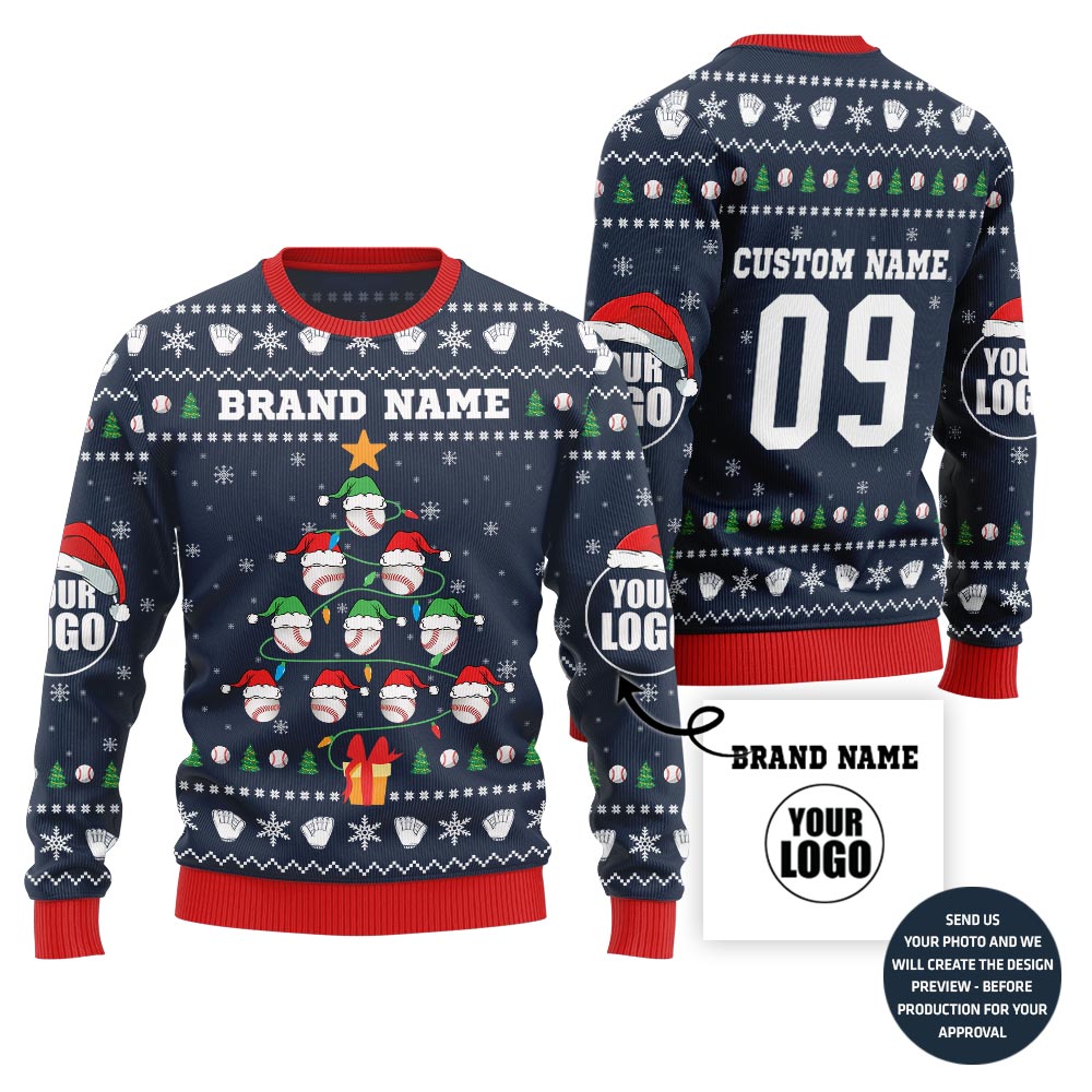 Unique Custom Baseball Team Ugly Christmas Sweater