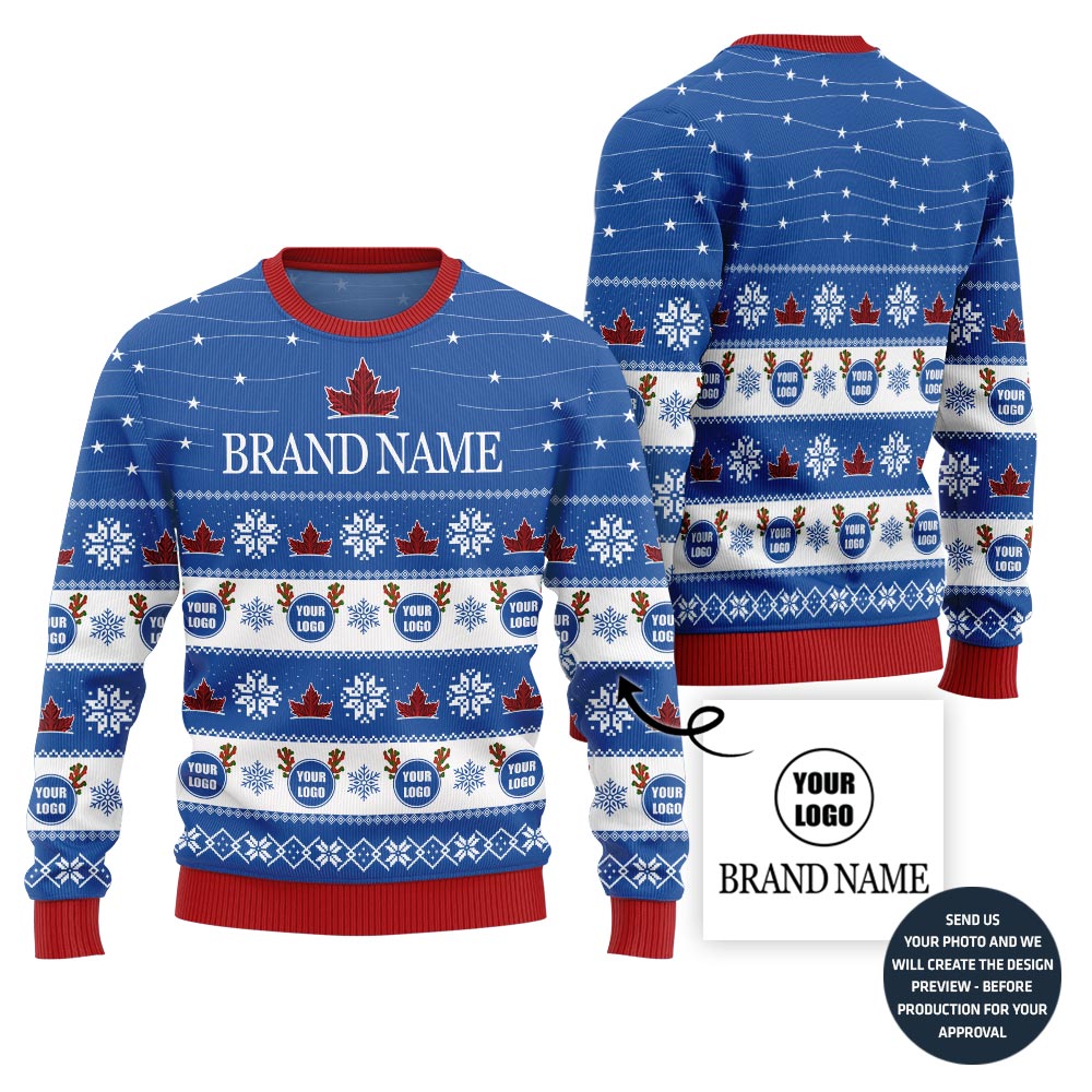 Custom Logo And Text Around Christmas Sweater
