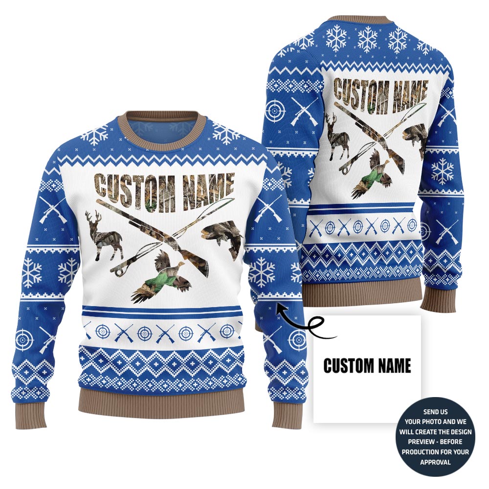 Unique Custom Name Hunting Ugly Christmas Sweater