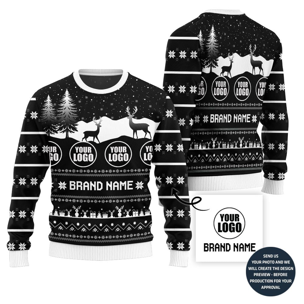 Unique Mountain Reindeer Custom Holiday Sweater