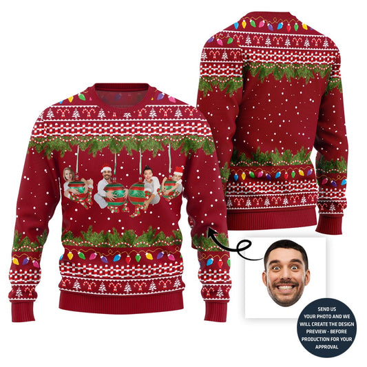 Unique Ornament Theme Custom Photo Ugly Xmas Sweater