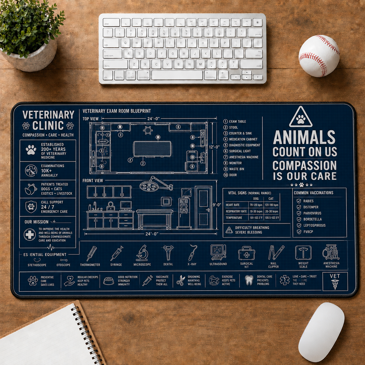 Pharmacist Workflow Blueprint Large Desk Mat - Pharmacy Essentials & Medication Plus Size Mouse Pad - 5to9vibe
