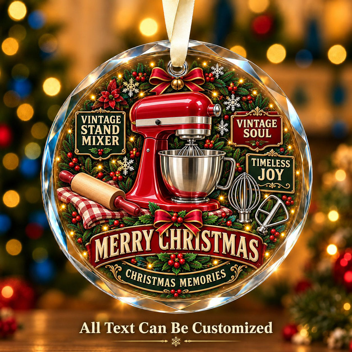 Vintage Stand Mixer Personalized Glass Ornament | 5To9Vibe