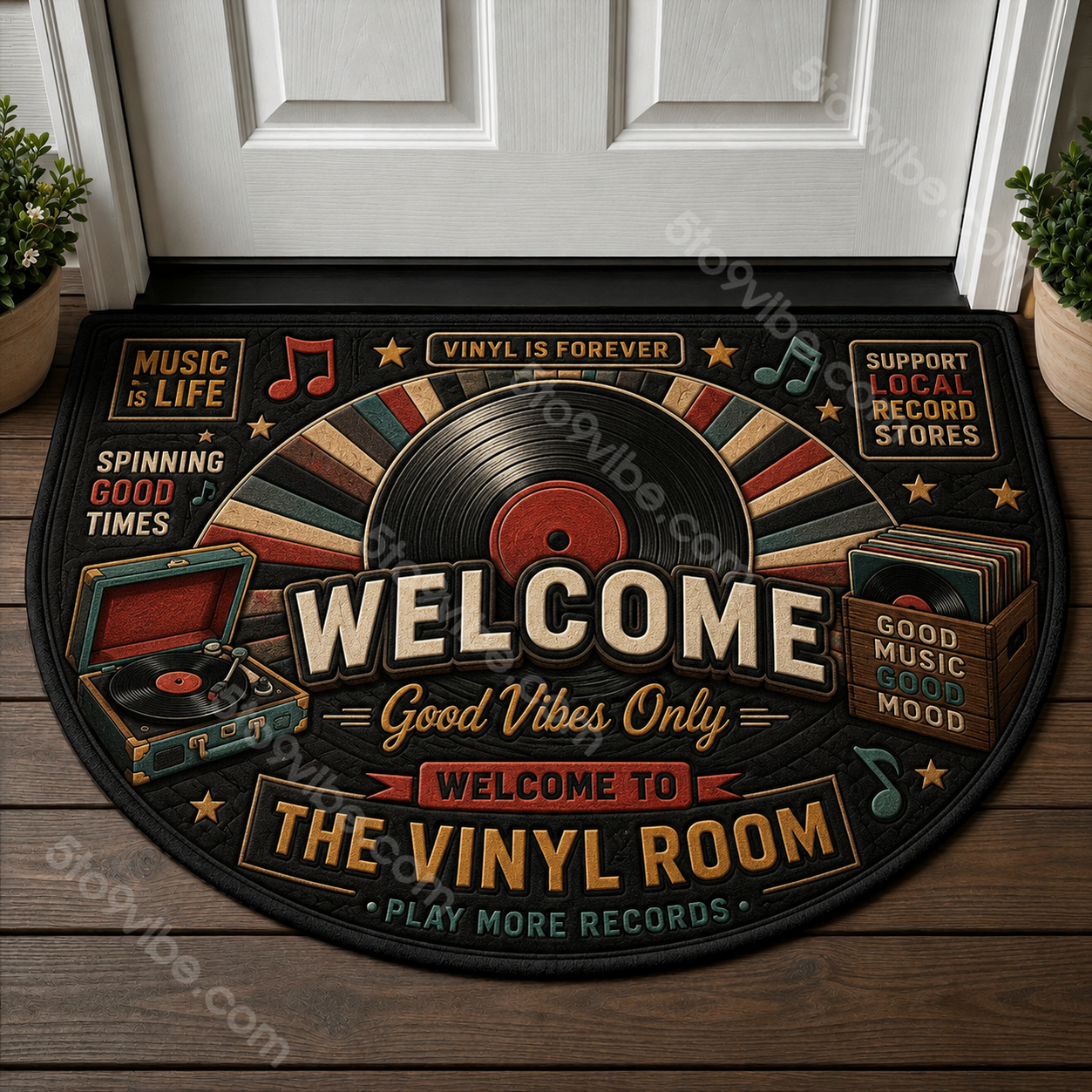 Guitar Welcome Mat - Electric Guitarist Play More Worry Less Doormat - 5to9vibe
