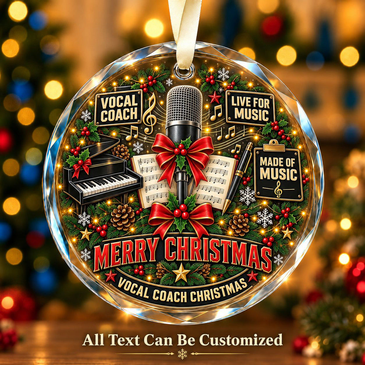 Vocal Coach Personalized Glass Ornament | 5To9Vibe