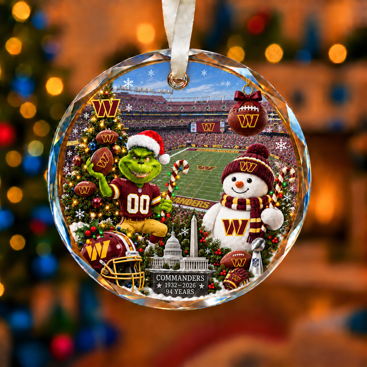 All Football Teams Christmas Vibe Snow Glass Ornament With Gift Box Trending - 5to9vibe