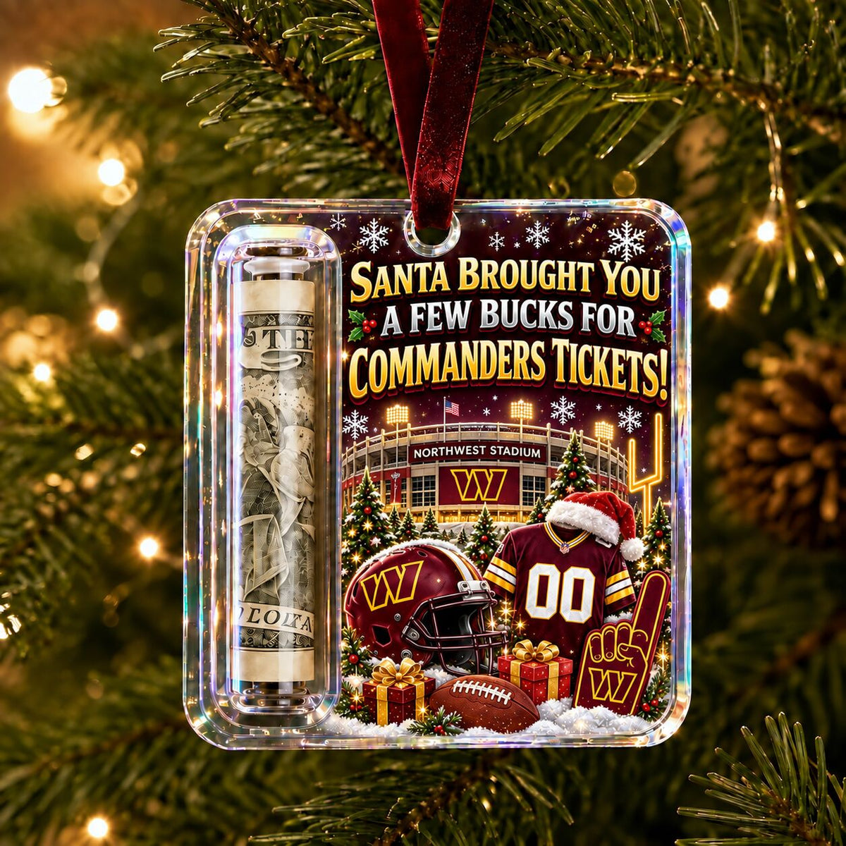 All Football Teams Football Stadium Christmas Money Holder Glass Ornament - 5to9vibe