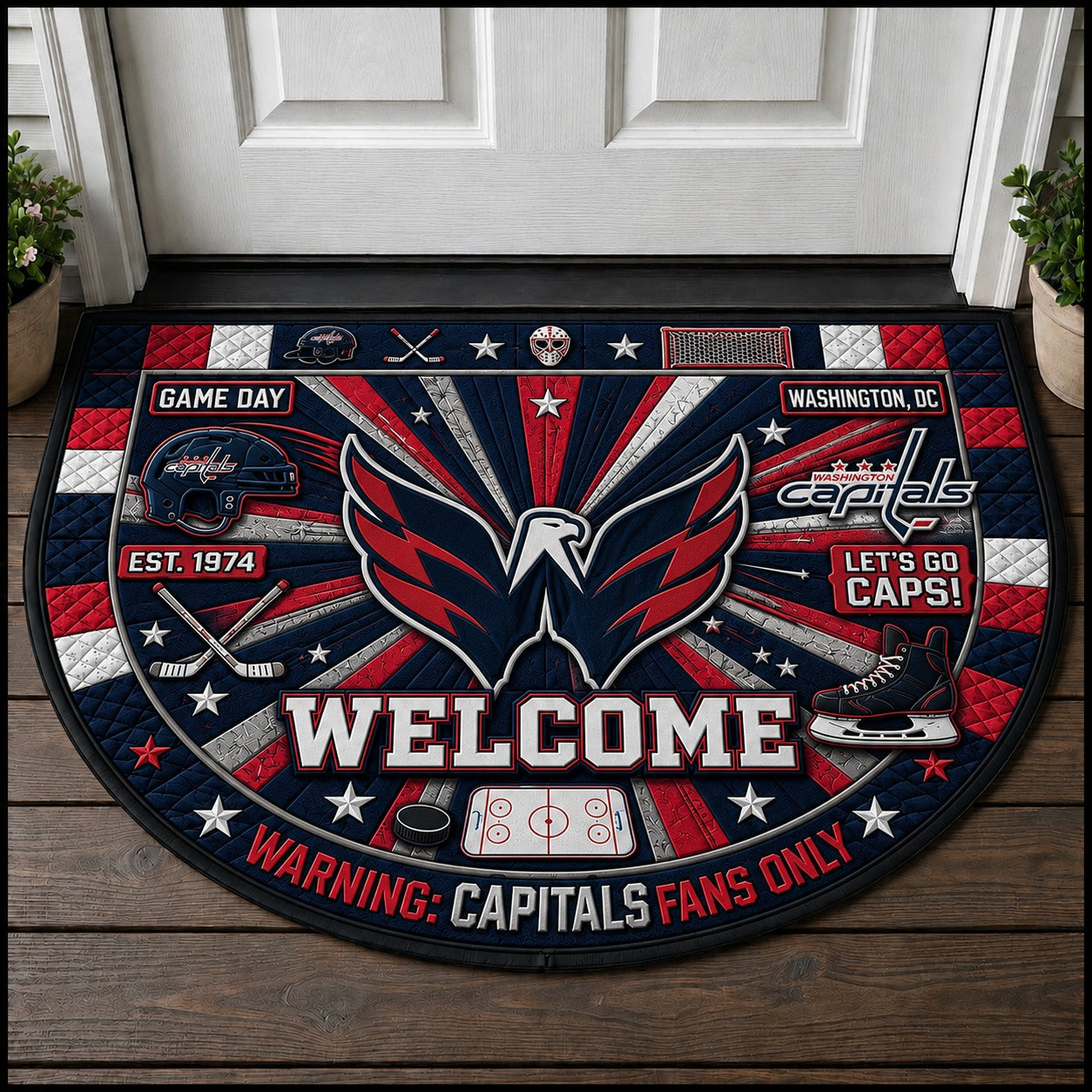Hockey All Teams Custom Quilted Print Premium Welcome Mat – Personalized Baseball Doormat
