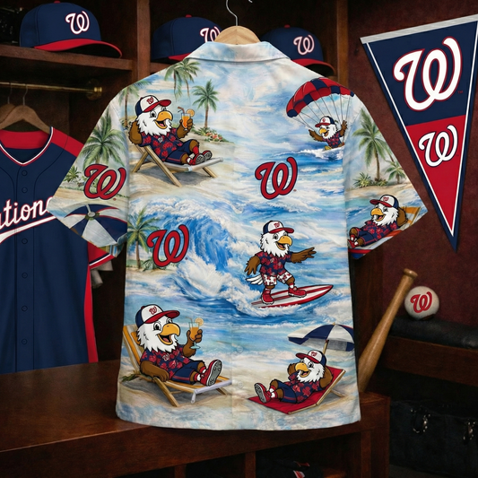 WN Baseball Mascot Beach Viber Button-Up Unisex Hawaiian Shirt For Men & Women