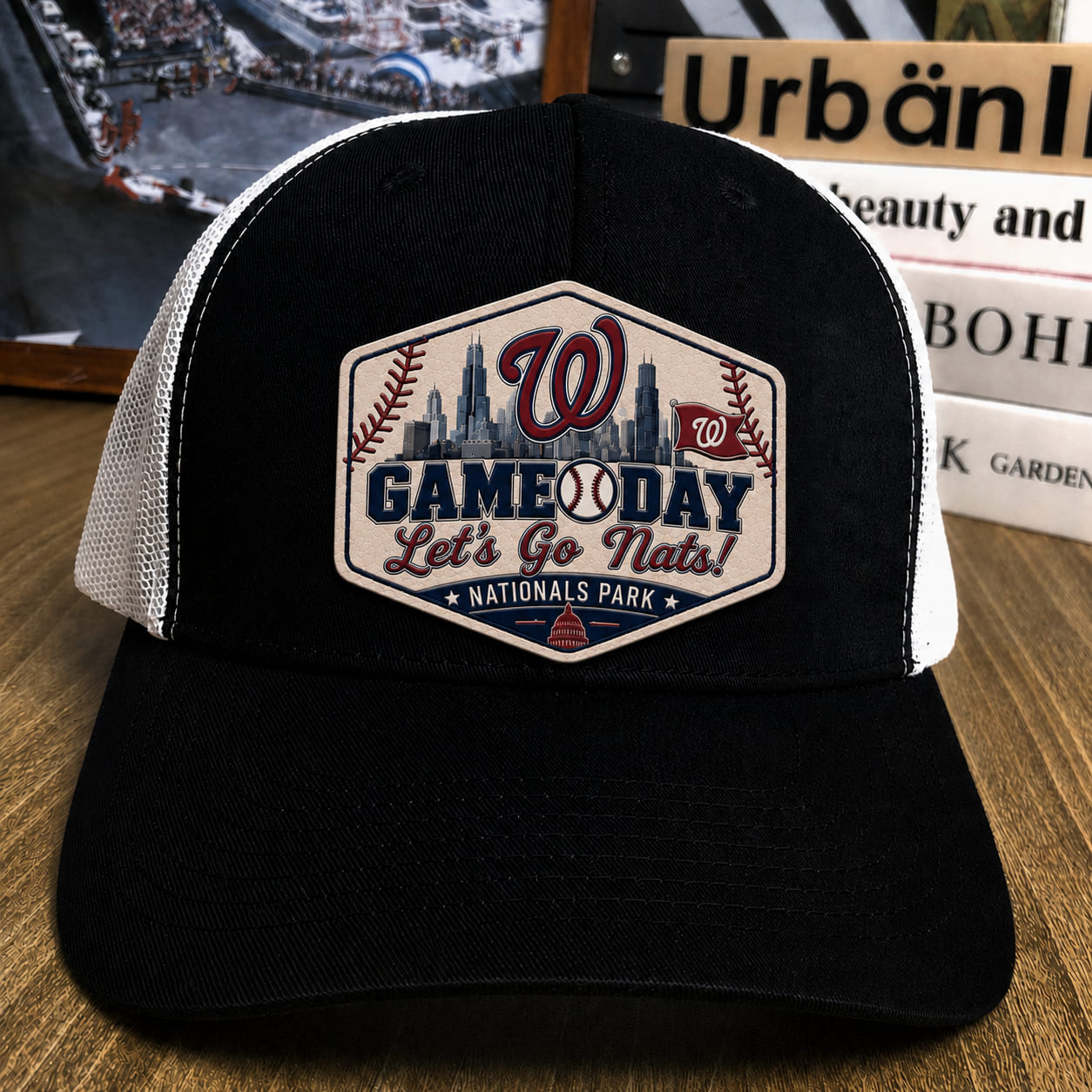 All Teams Baseball Logo Game Day Leather Patch Premium Mesh Snap Back Cap | Trucker Cap