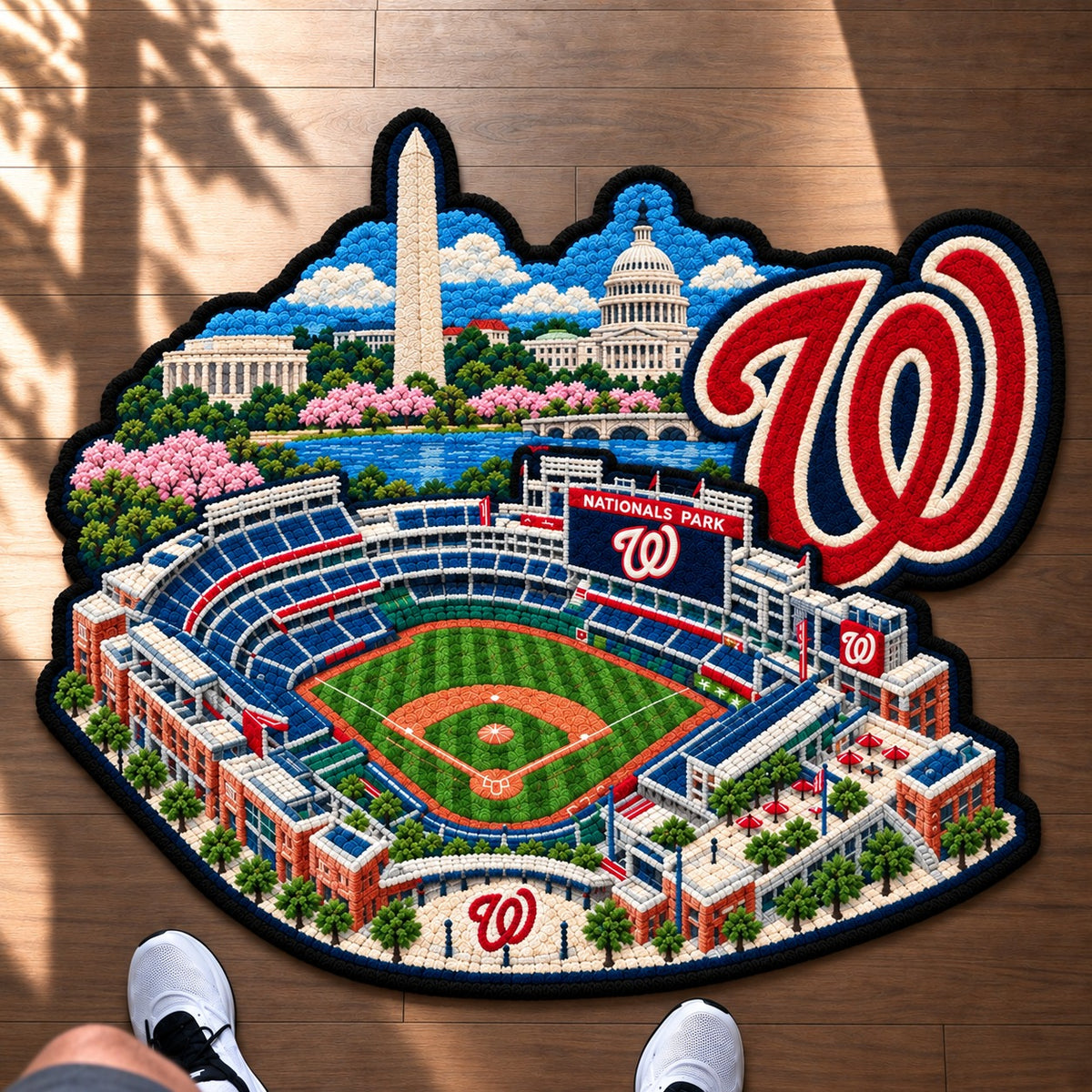 All Baseball Teams Logo Stadium Area Baseball Fan Custom Shape Rug Print Premium Welcome Mat Washable Black Border Personalized Baseball Custom Shape Rug