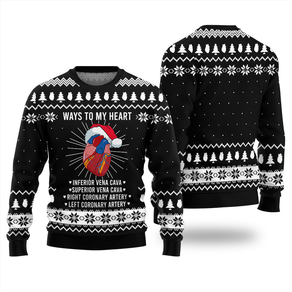 Ways To My Heart Cardiology Christmas Ugly Sweater