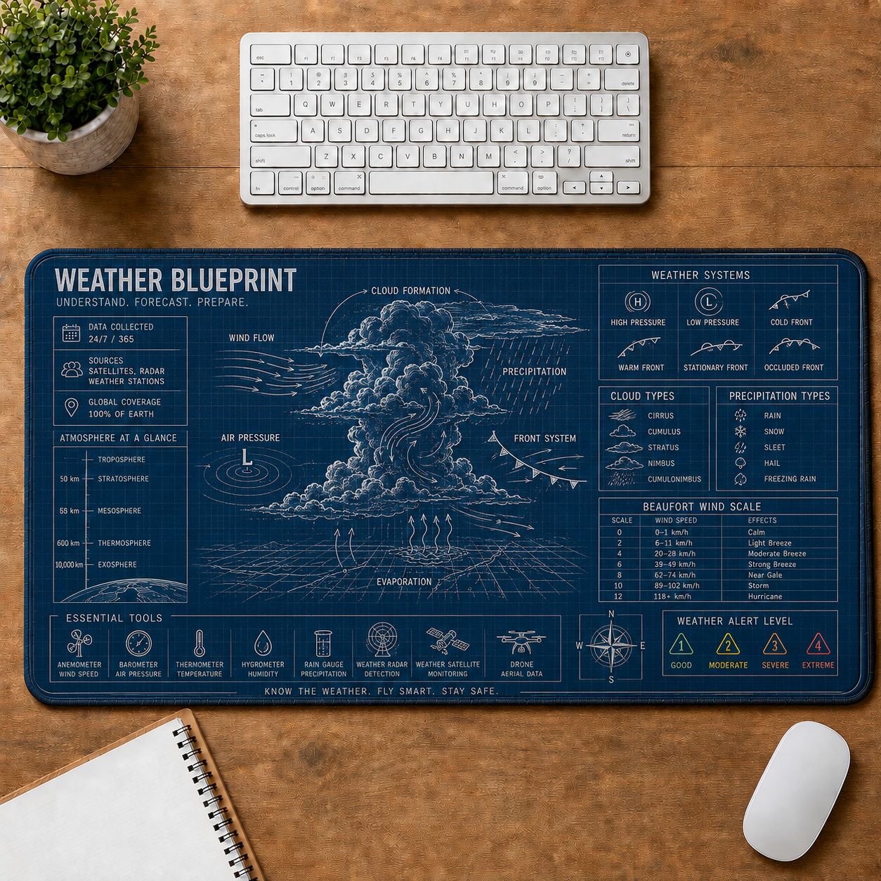 Sailing Weather Hobby Knowledge Blueprint Guide Desk Mat | 5To9Vibe