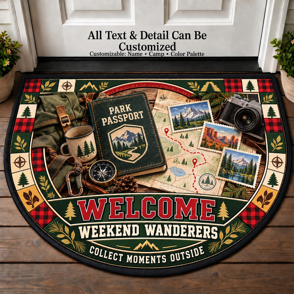 Park Passport - Weekend Wanderers Personalized Half Round Mat | 5To9Vibe