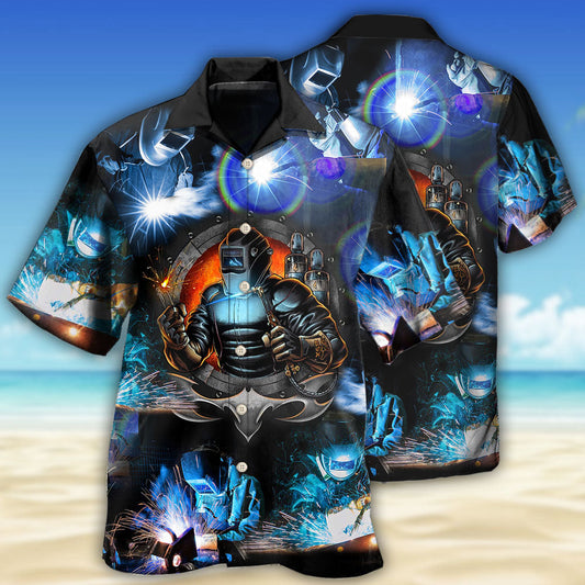 Welder Stunning Night With Blue Style - Hawaiian Shirt
