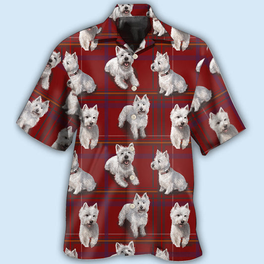 West Highland Terrier Dog Lover Red Background - Hawaiian Shirt