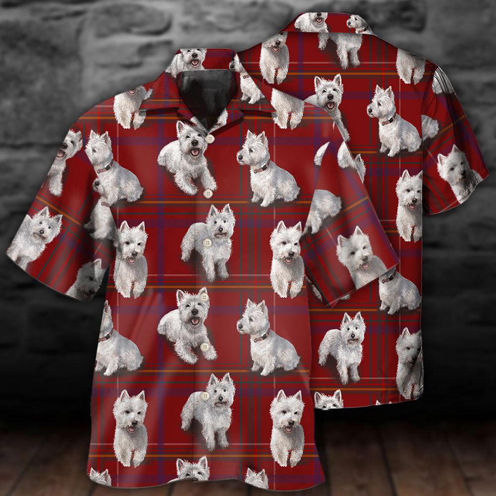 West Highland Terrier Dog Lover Red Background - Hawaiian Shirt