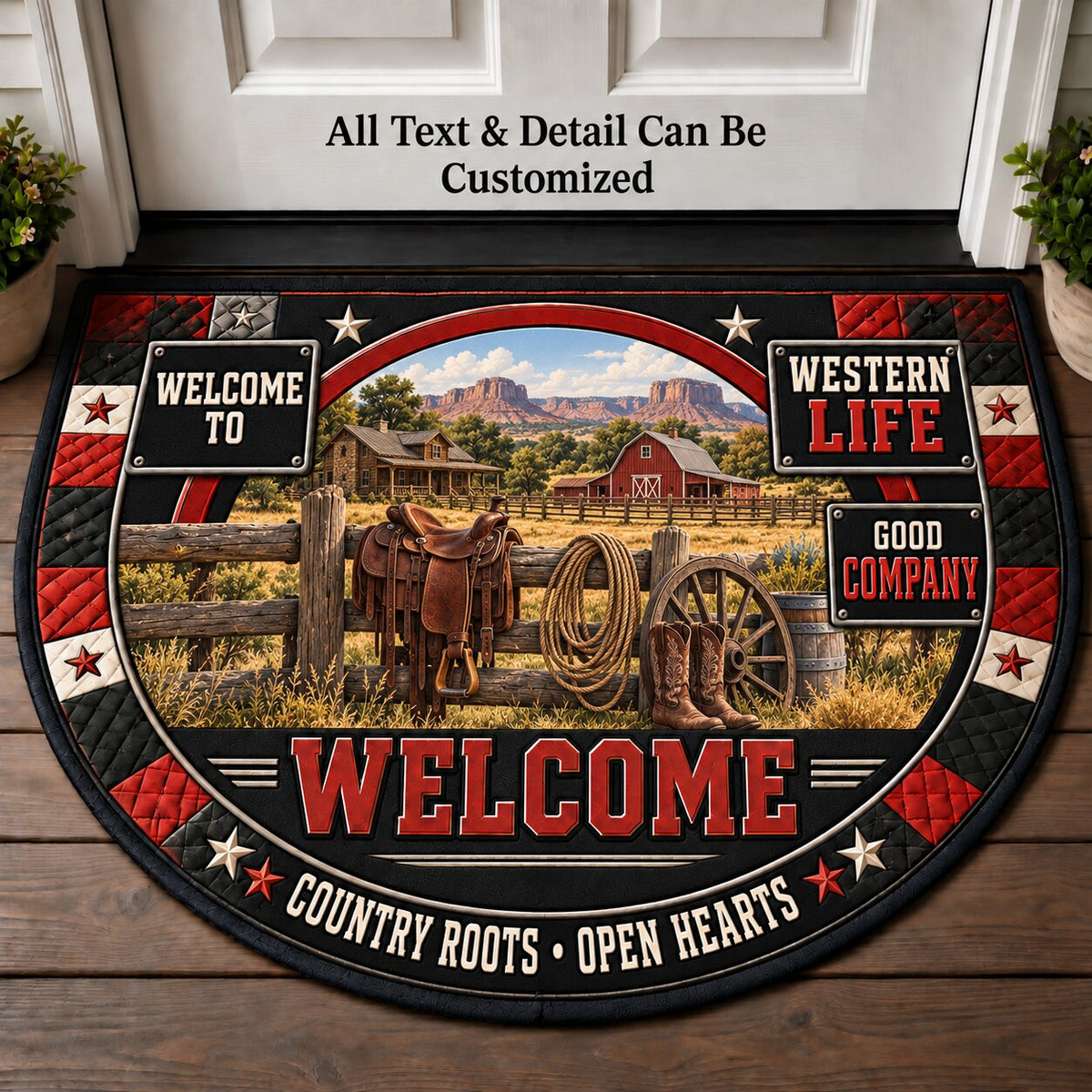 Western Life Personalized Half Round Mat | 5To9Vibe