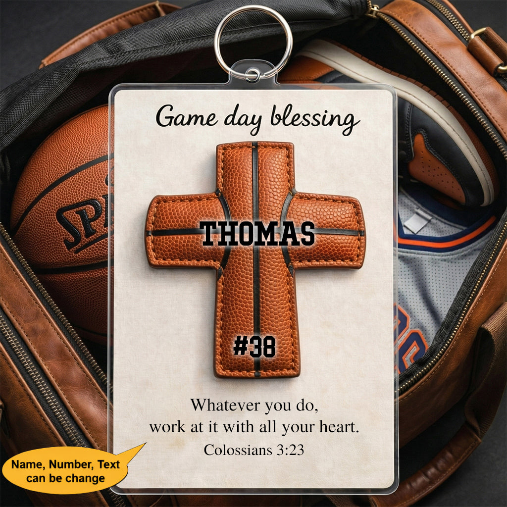 Personalied Christian Basketball Bag Tag Game Day Blessing Keychain, Custom Keychain Gift
