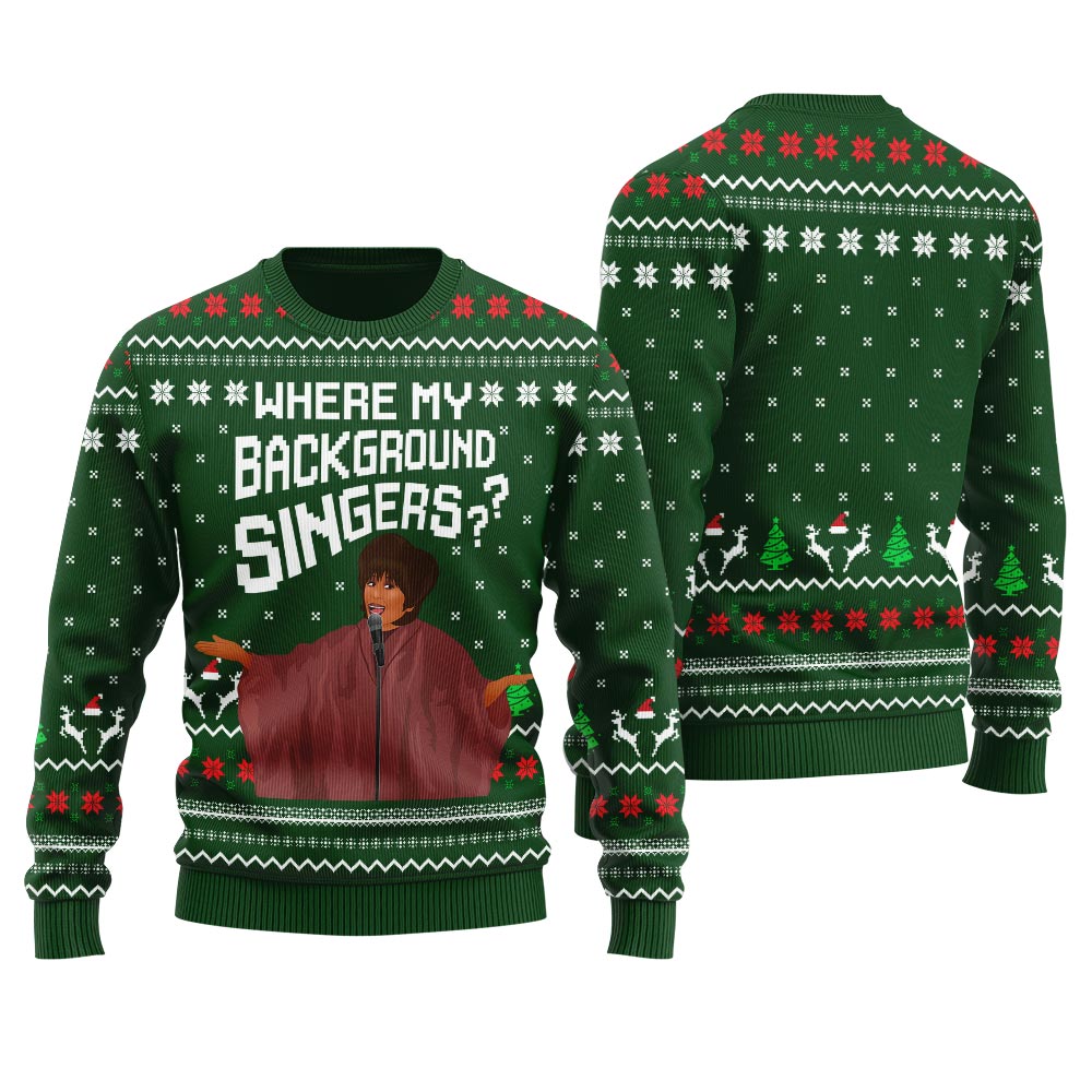 Where My Background Singer Ugly Christmas Sweater For Unisex