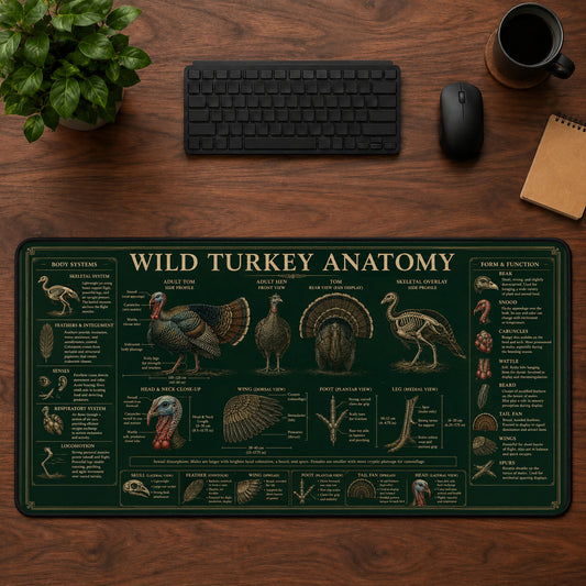 Wild Turkey Anatomy Desk Mat Mouse Pad | 5To9Vibe