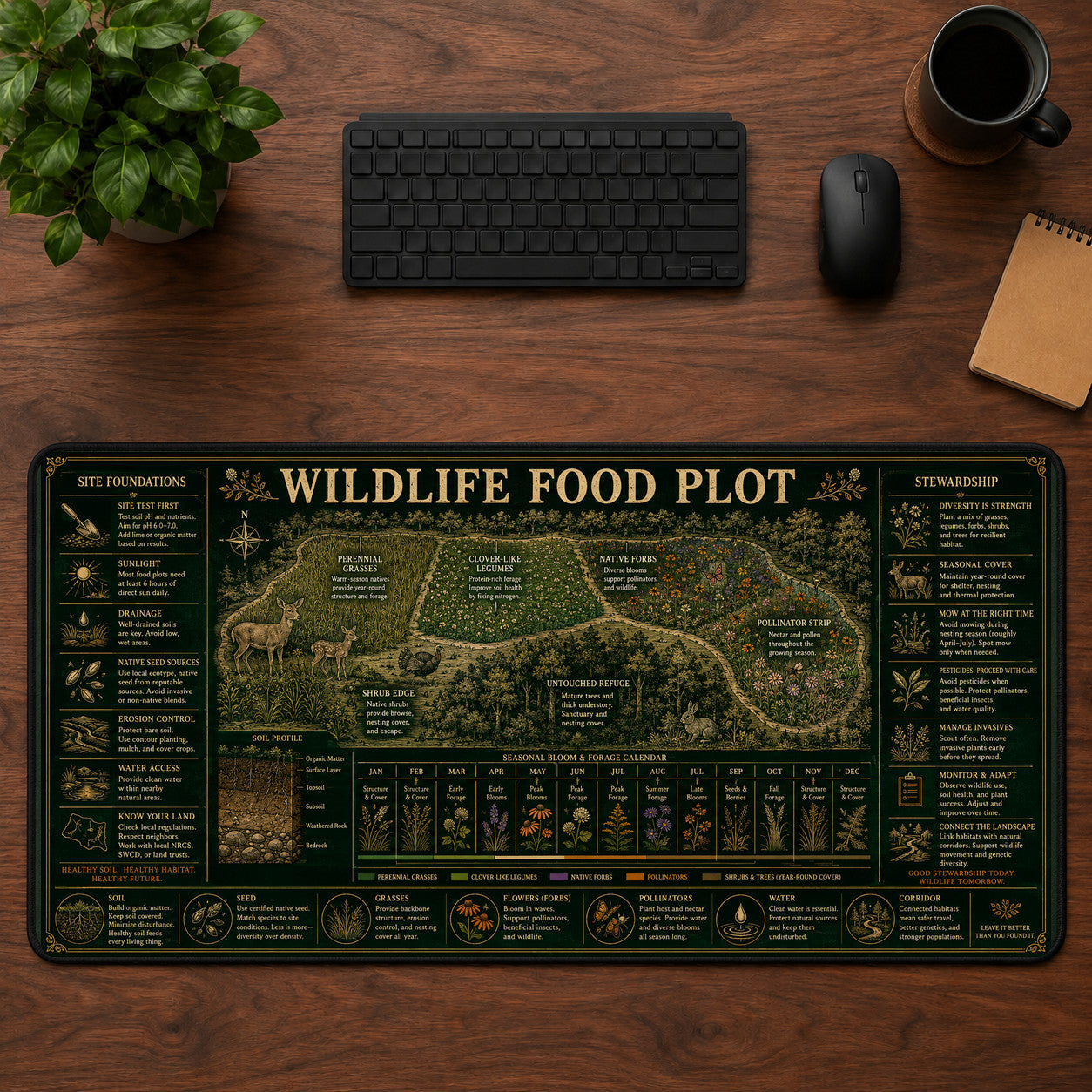 Wildlife Food Plot Desk Mat Mouse Pad | 5To9Vibe