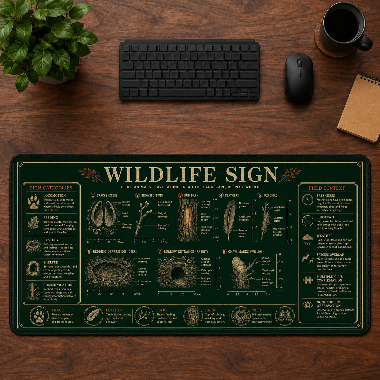 Wildlife Sign Desk Mat Mouse Pad | 5To9Vibe