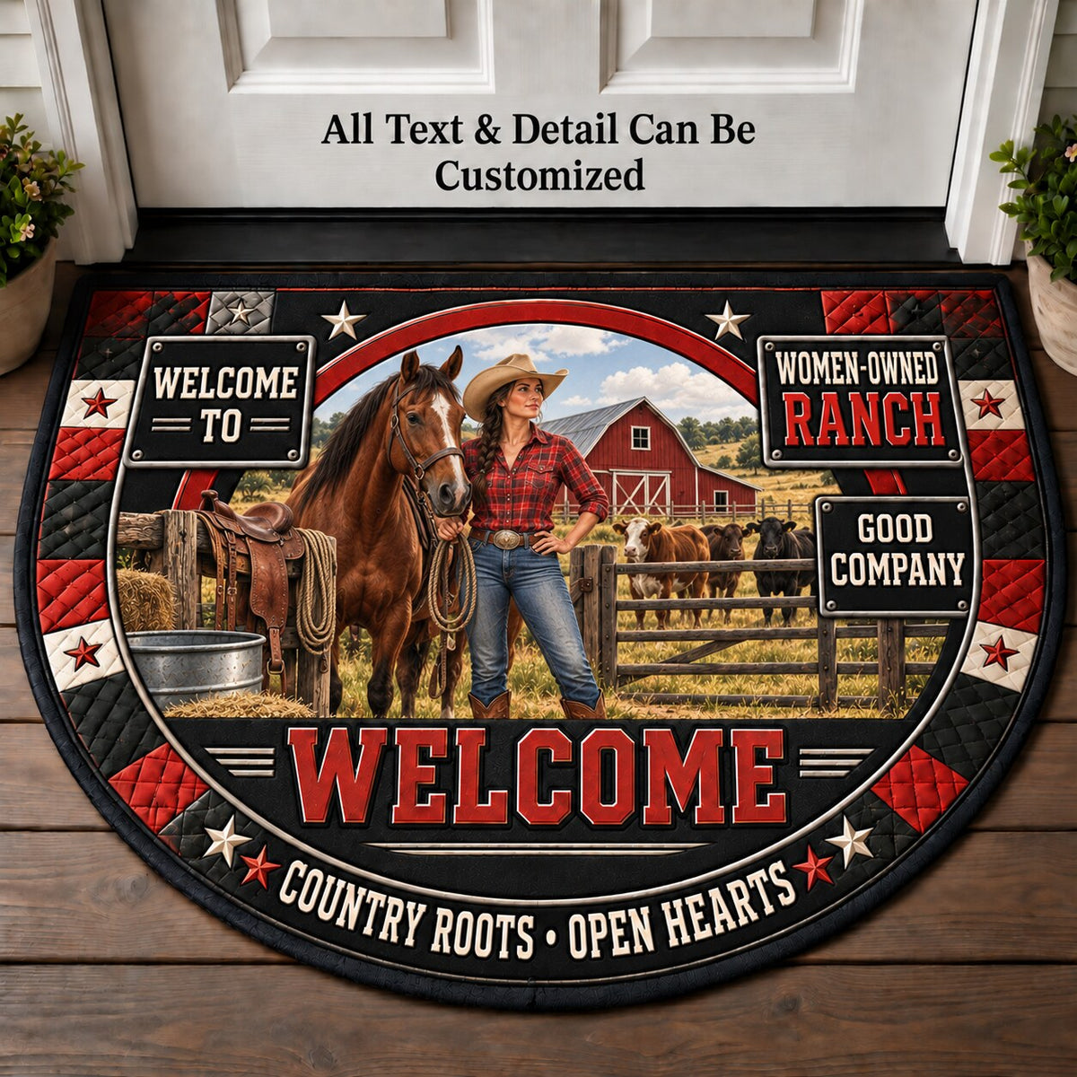 Women-Owned Ranch Personalized Half Round Mat | 5To9Vibe