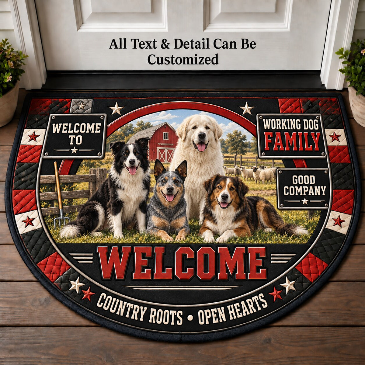 Working Dog Family Personalized Half Round Mat | 5To9Vibe