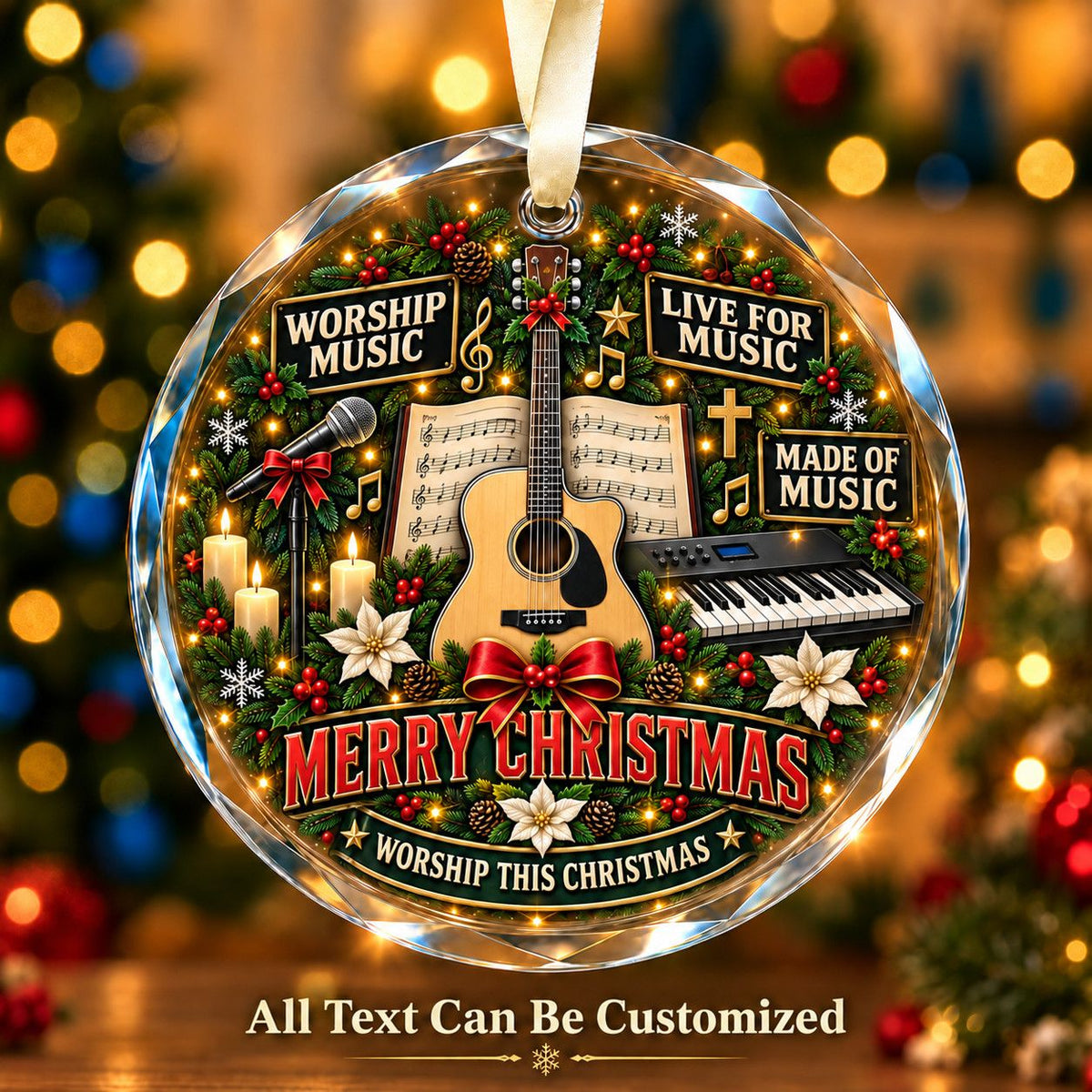 Worship Music Personalized Glass Ornament | 5To9Vibe