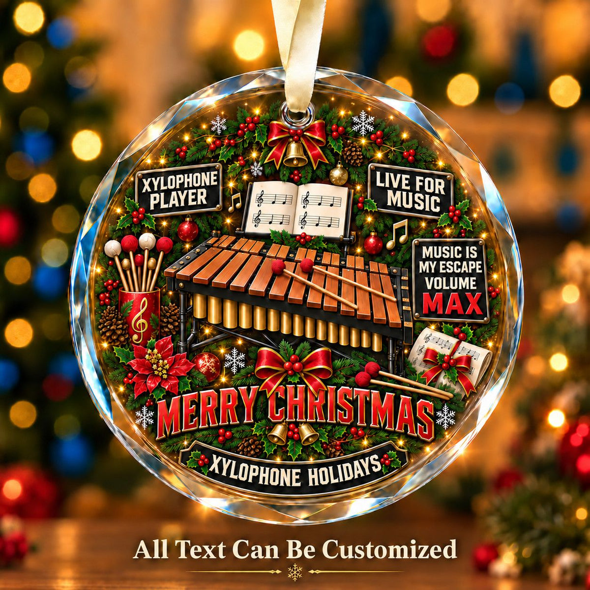 Xylophone Player Personalized Glass Ornament | 5To9Vibe