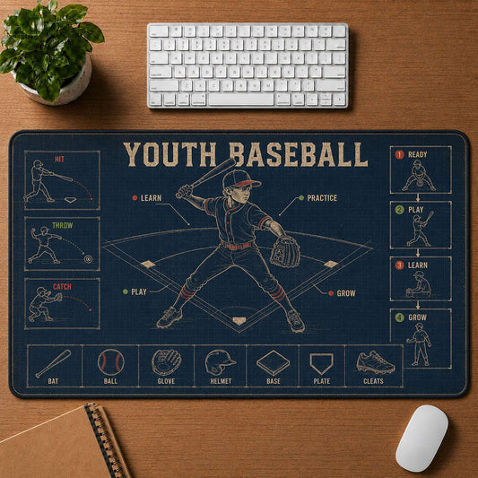 Youth Baseball Blueprint Desk Mat | 5To9Vibe