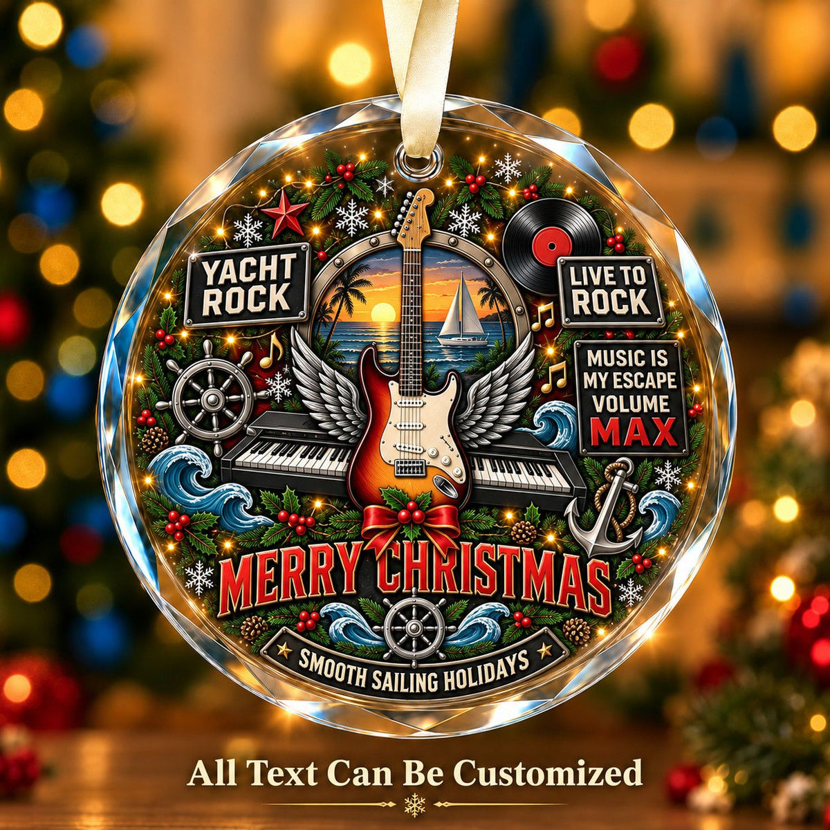 Yacht Rock Personalized Glass Ornament | 5To9Vibe