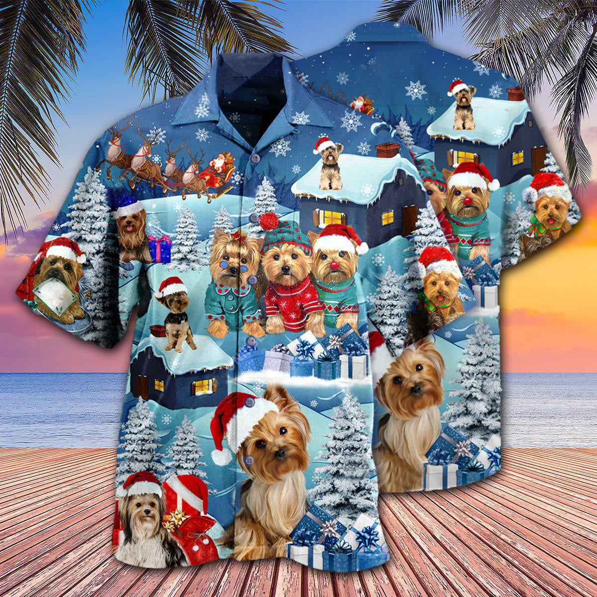 Yorkshire Terrier Through The Snow Merry Christmas - Hawaiian Shirt