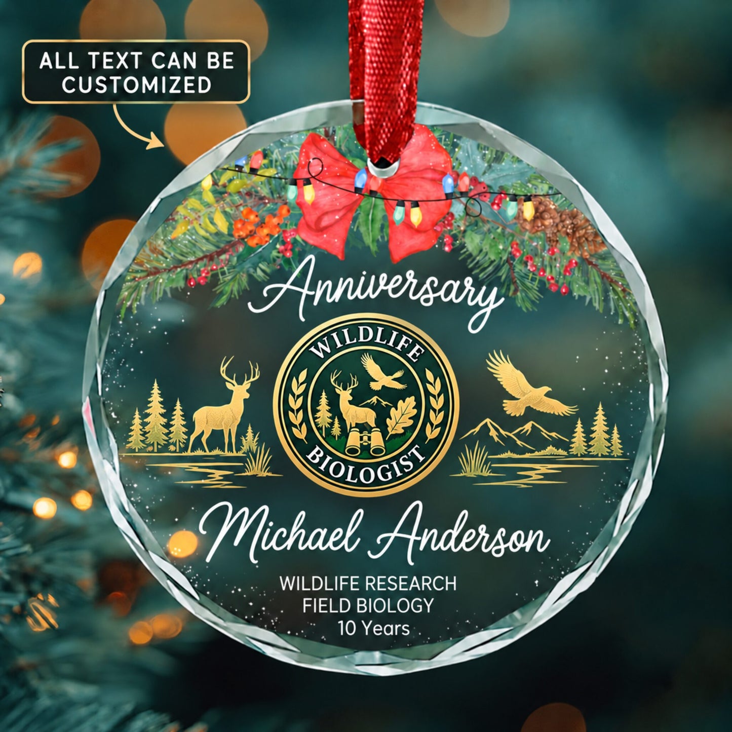 Zoologists and Wildlife Biologists Personalized Glass Ornament | 5To9Vibe