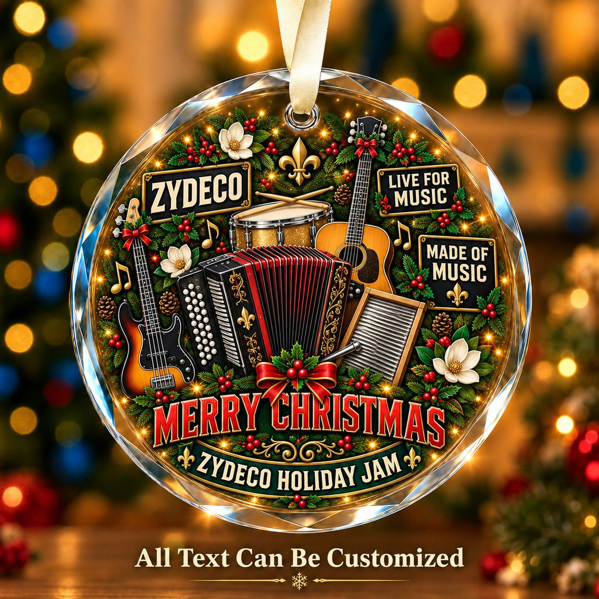 Zydeco Personalized Glass Ornament | 5To9Vibe